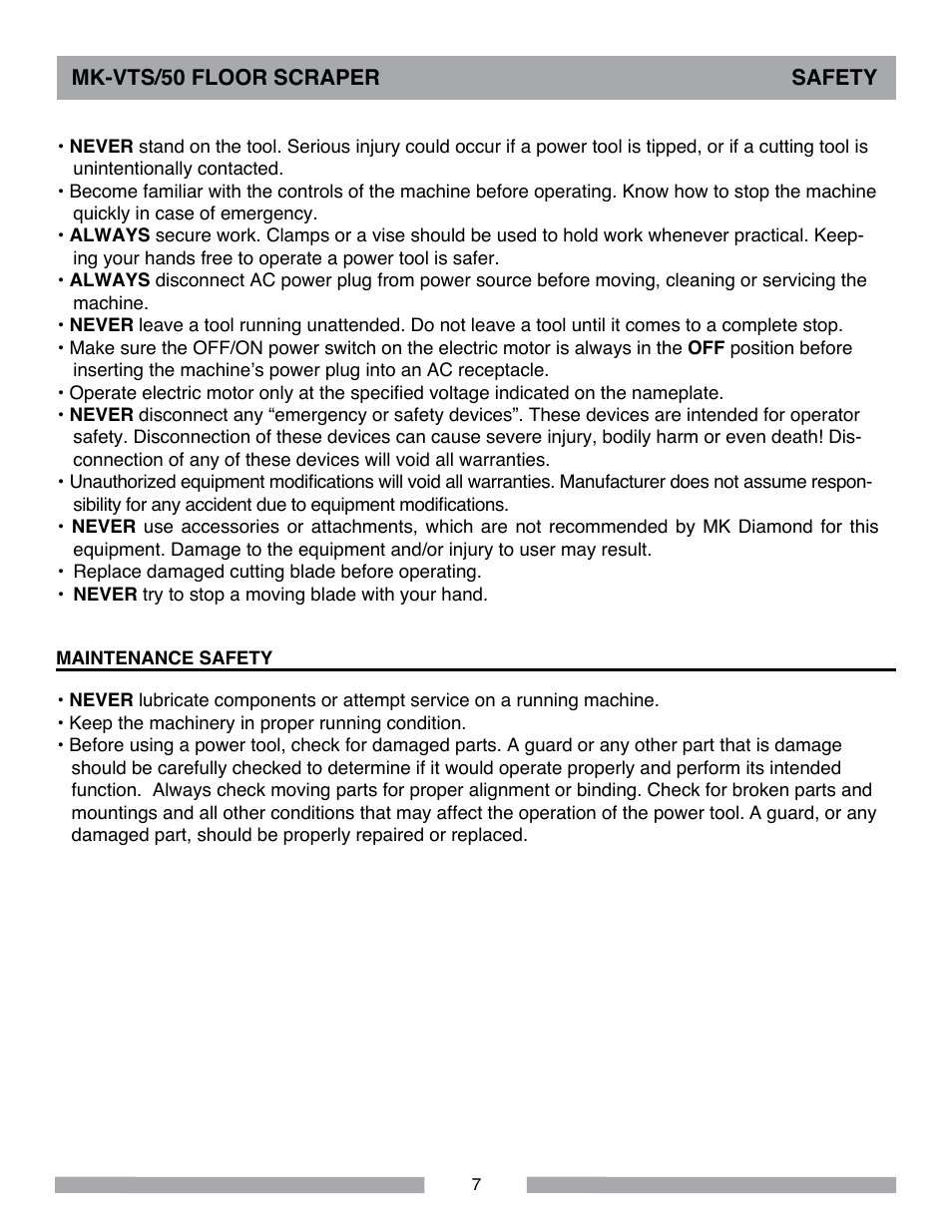 MK Diamond MK-VTS-50 User Manual | Page 7 / 28