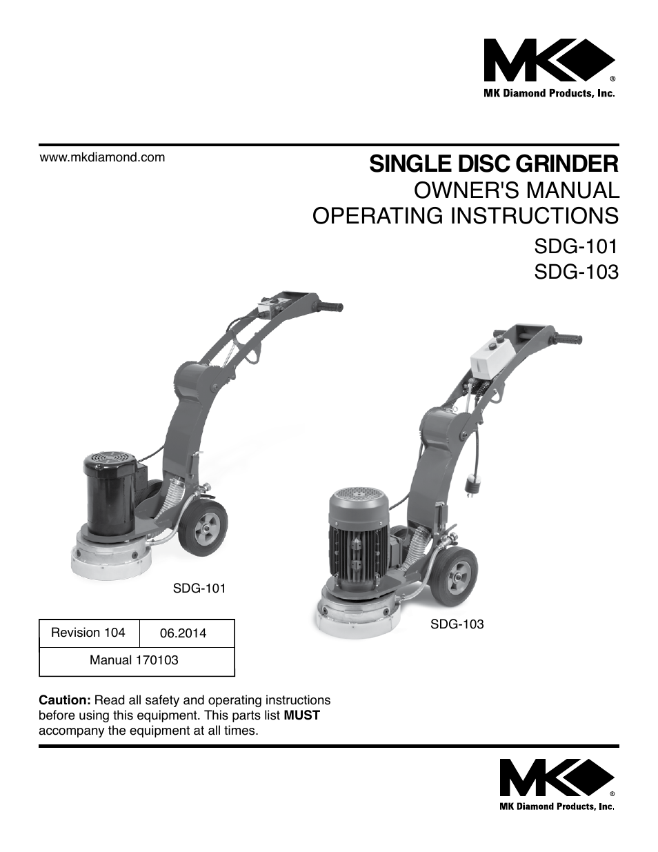 MK Diamond Sawtec SDG-103 User Manual | 24 pages