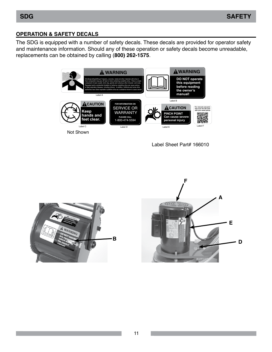 Sdg safety, Ad e f b | MK Diamond Sawtec SDG-103 User Manual | Page 11 / 24