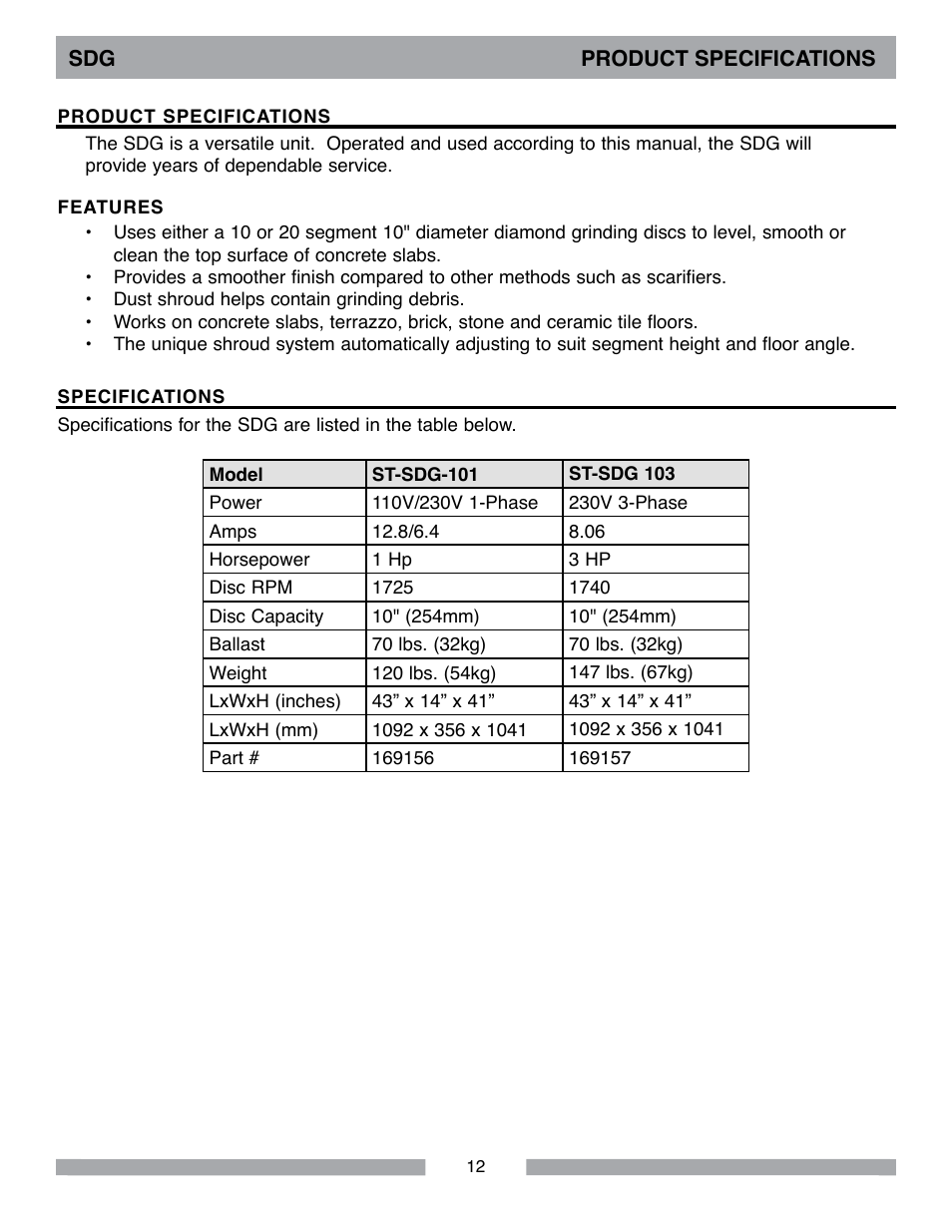 MK Diamond Sawtec SDG-103 User Manual | Page 12 / 24