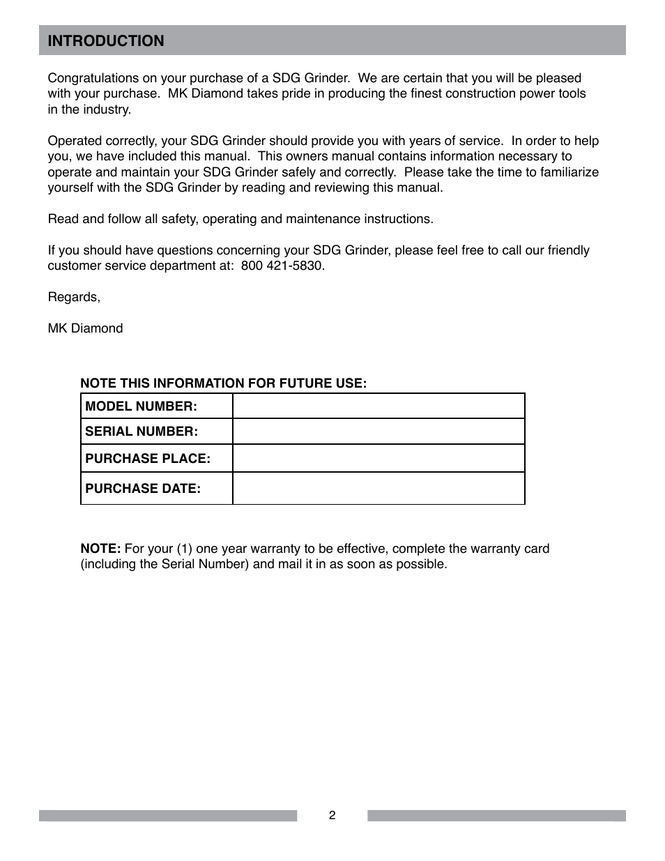 MK Diamond Sawtec SDG-103 User Manual | Page 2 / 24