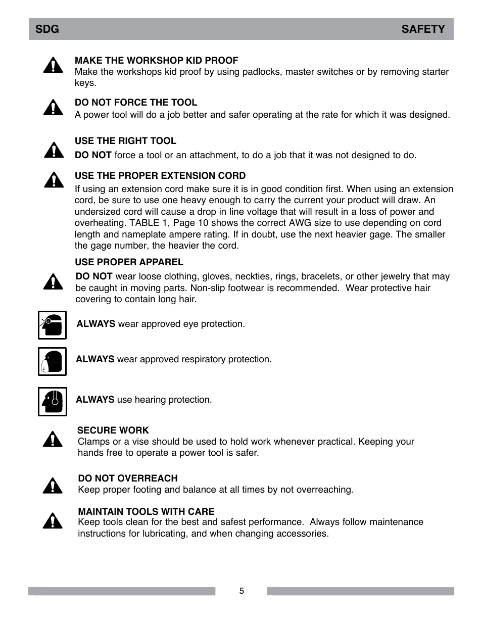 MK Diamond Sawtec SDG-103 User Manual | Page 5 / 24