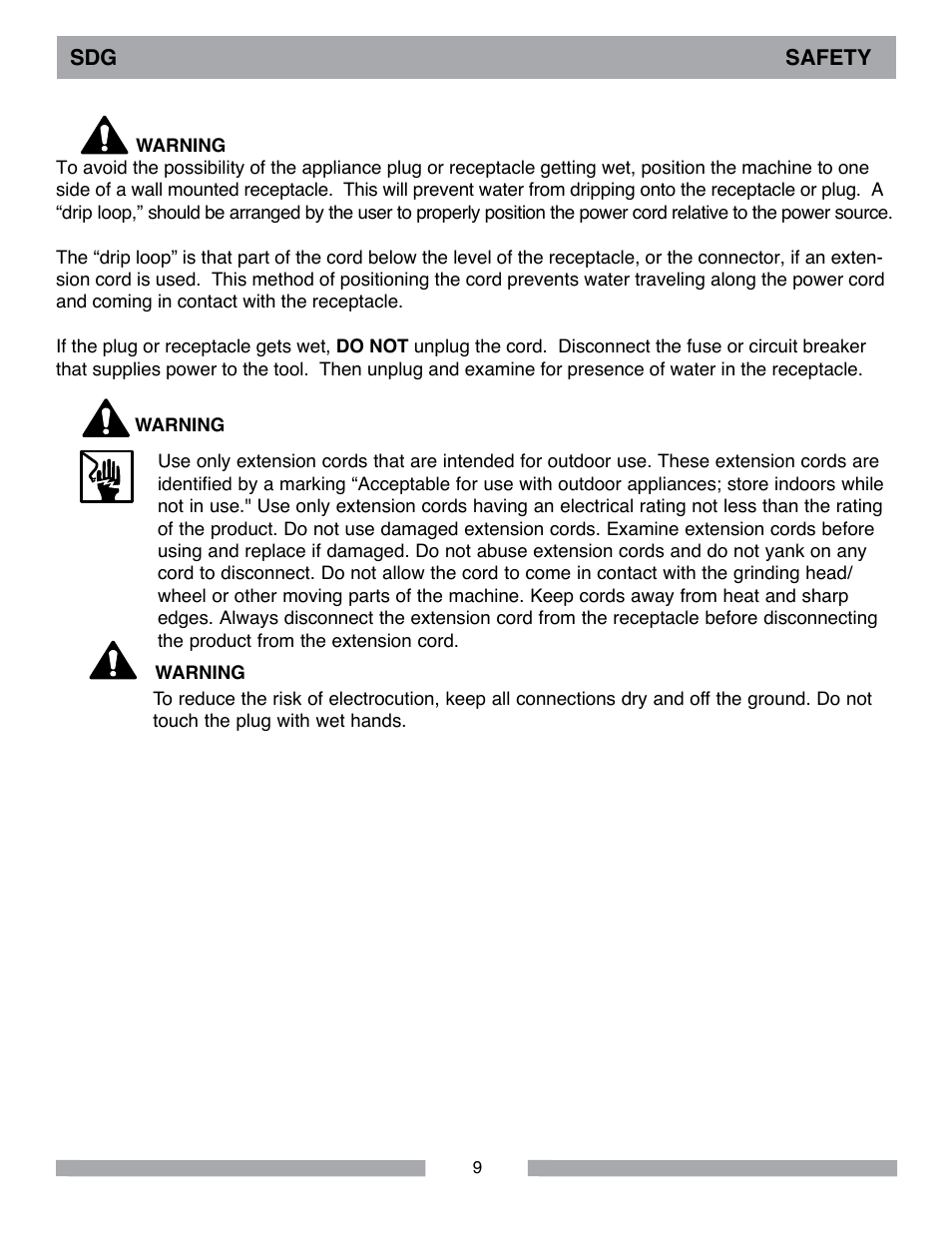 MK Diamond Sawtec SDG-103 User Manual | Page 9 / 24