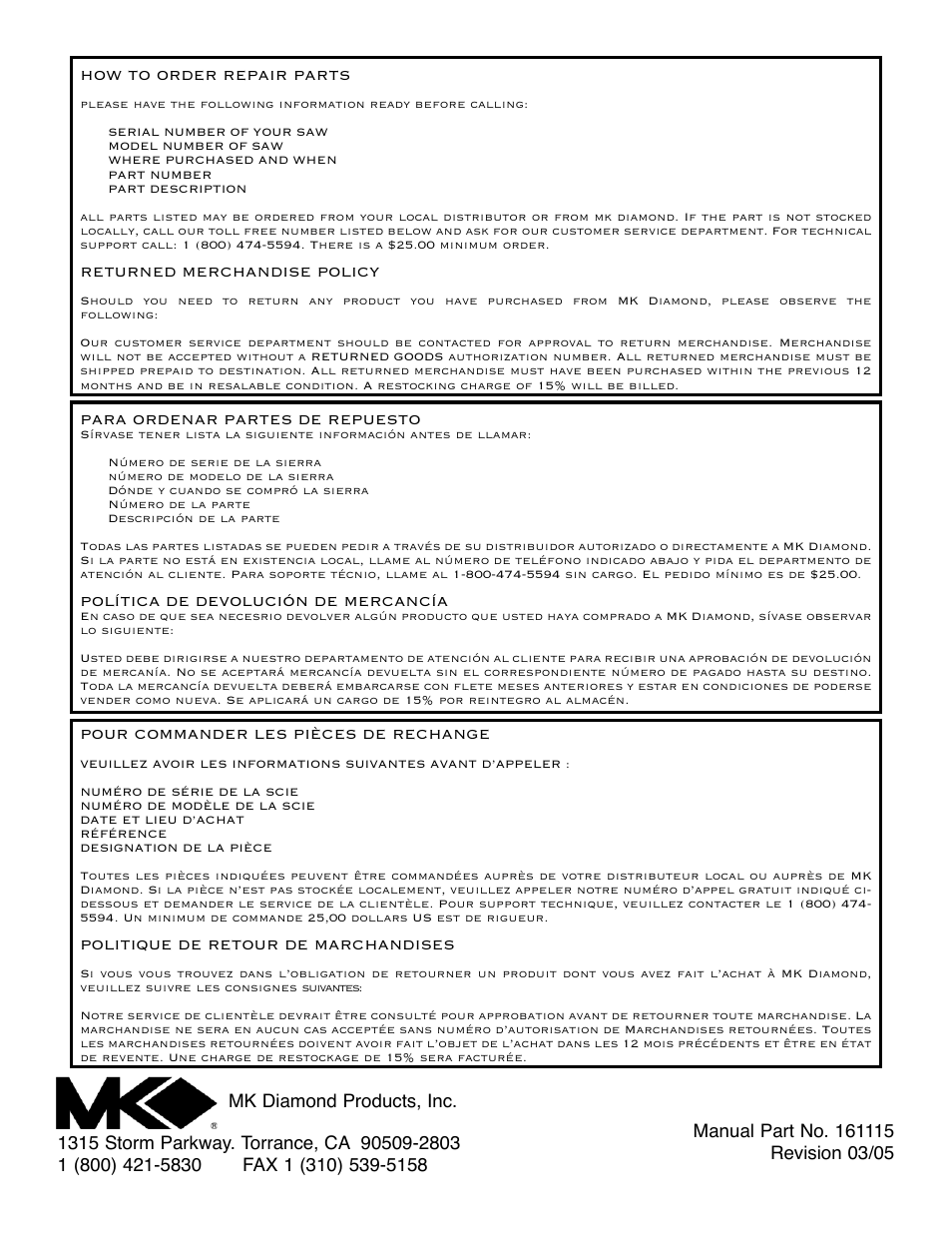 MK Diamond MK-MANTA I User Manual | Page 23 / 23