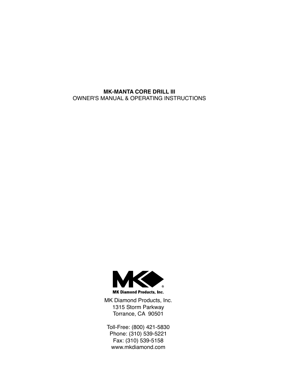 MK Diamond MK-MANTA III User Manual | Page 32 / 32