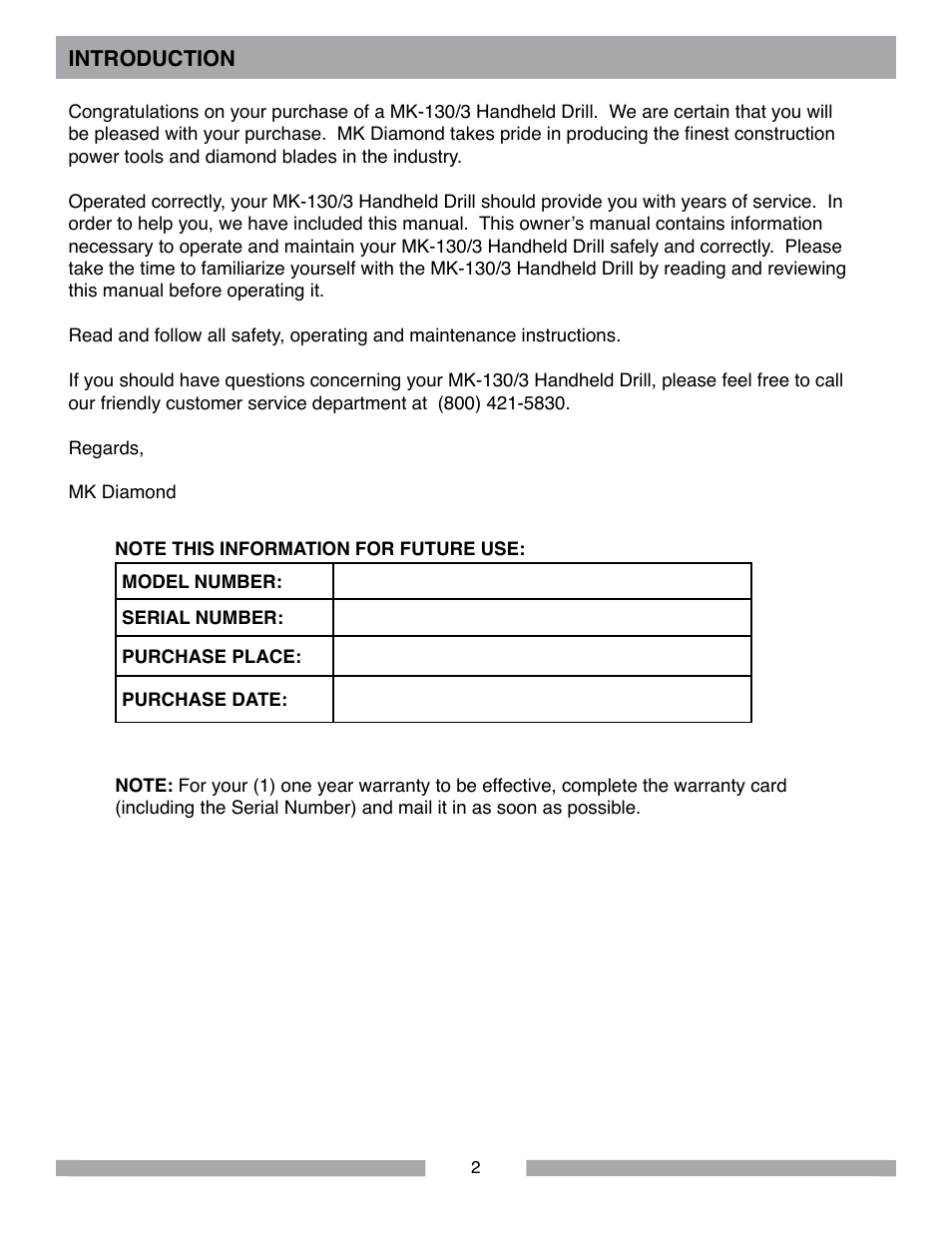 MK Diamond MK-130-3 User Manual | Page 2 / 16