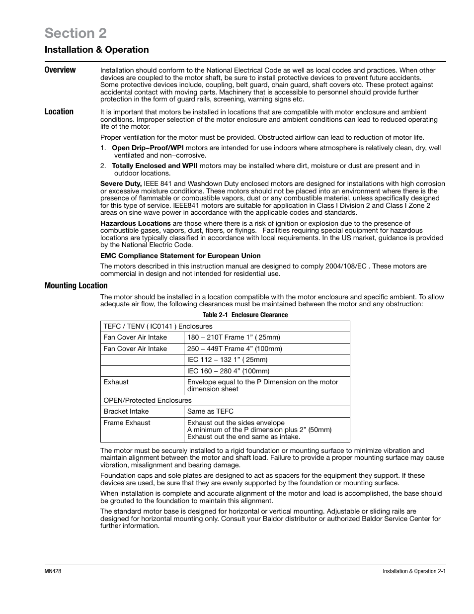 Installation & operation | MK Diamond Baldor Motor User Manual | Page 11 / 30