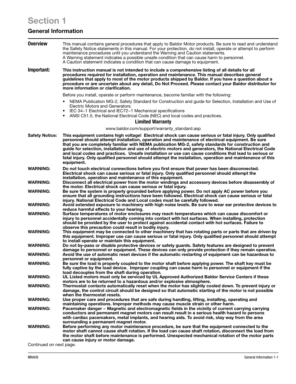 General information | MK Diamond Baldor Motor User Manual | Page 5 / 30