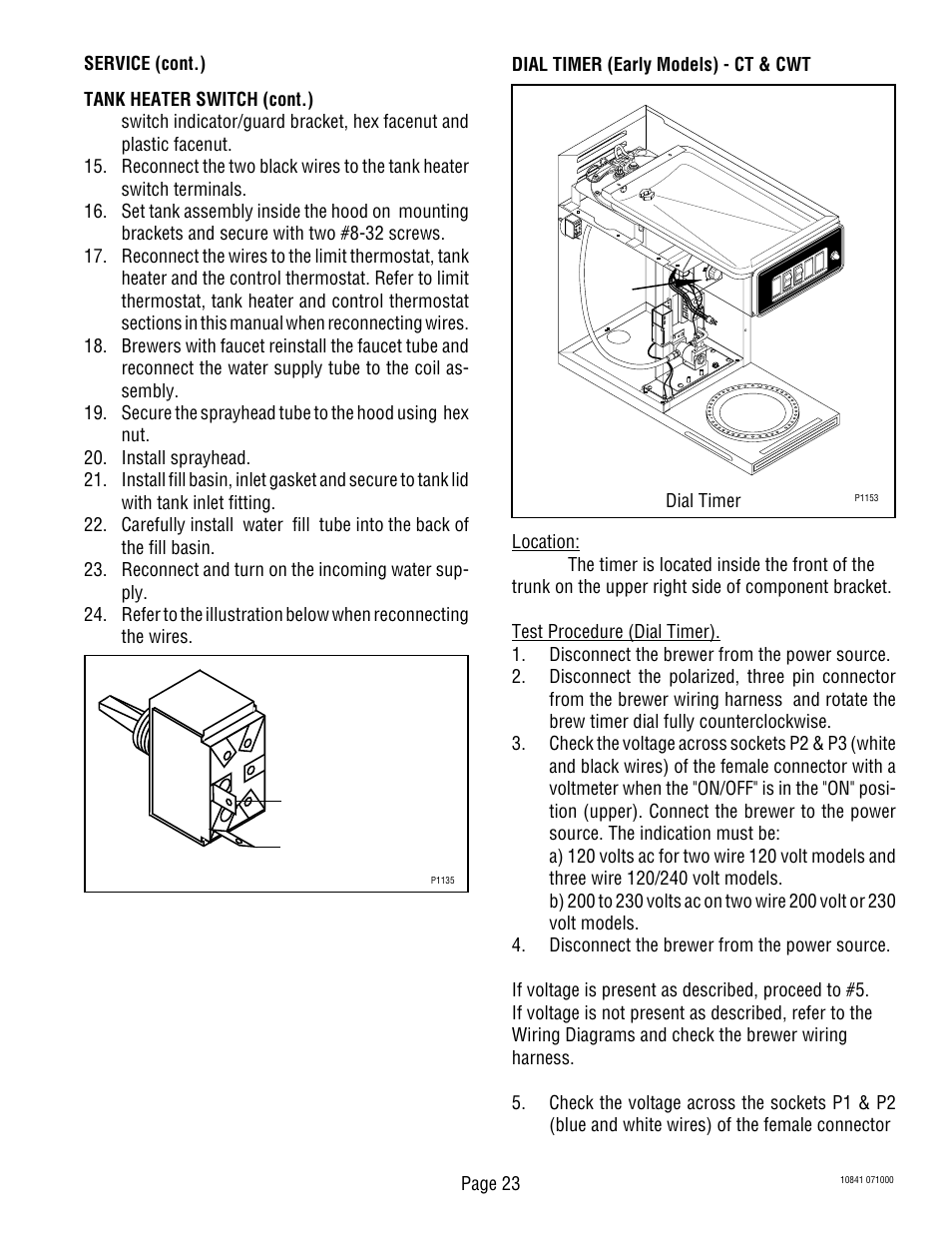 Dial timer | Bunn C User Manual | Page 23 / 32