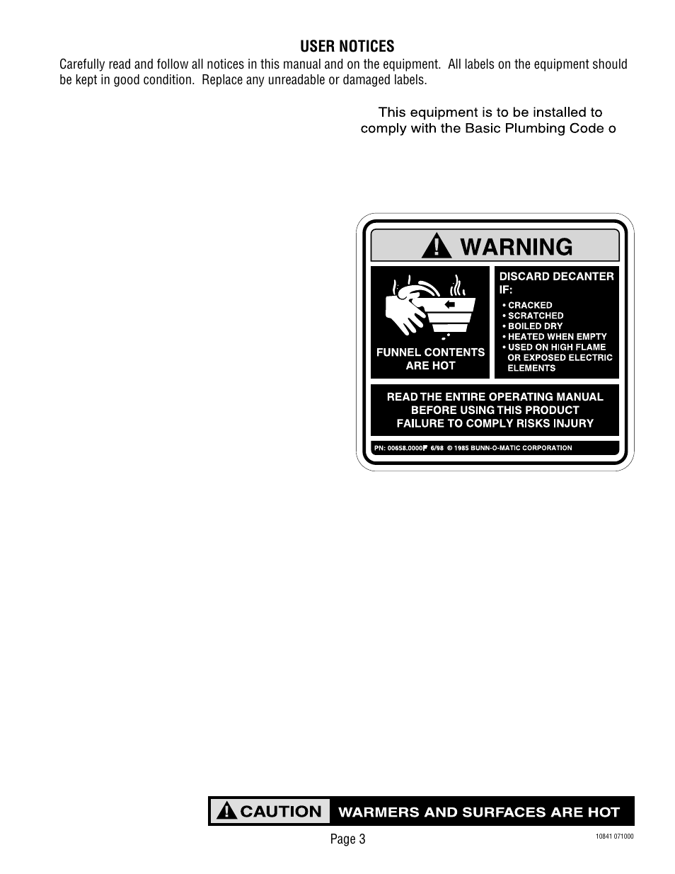 User notices | Bunn C User Manual | Page 3 / 32