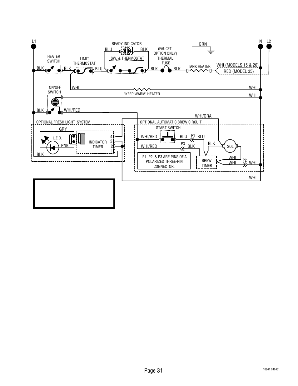 Schematic wiring diagram cwtf, cwtfb no warmer, Page 31 | Bunn C User Manual | Page 31 / 32