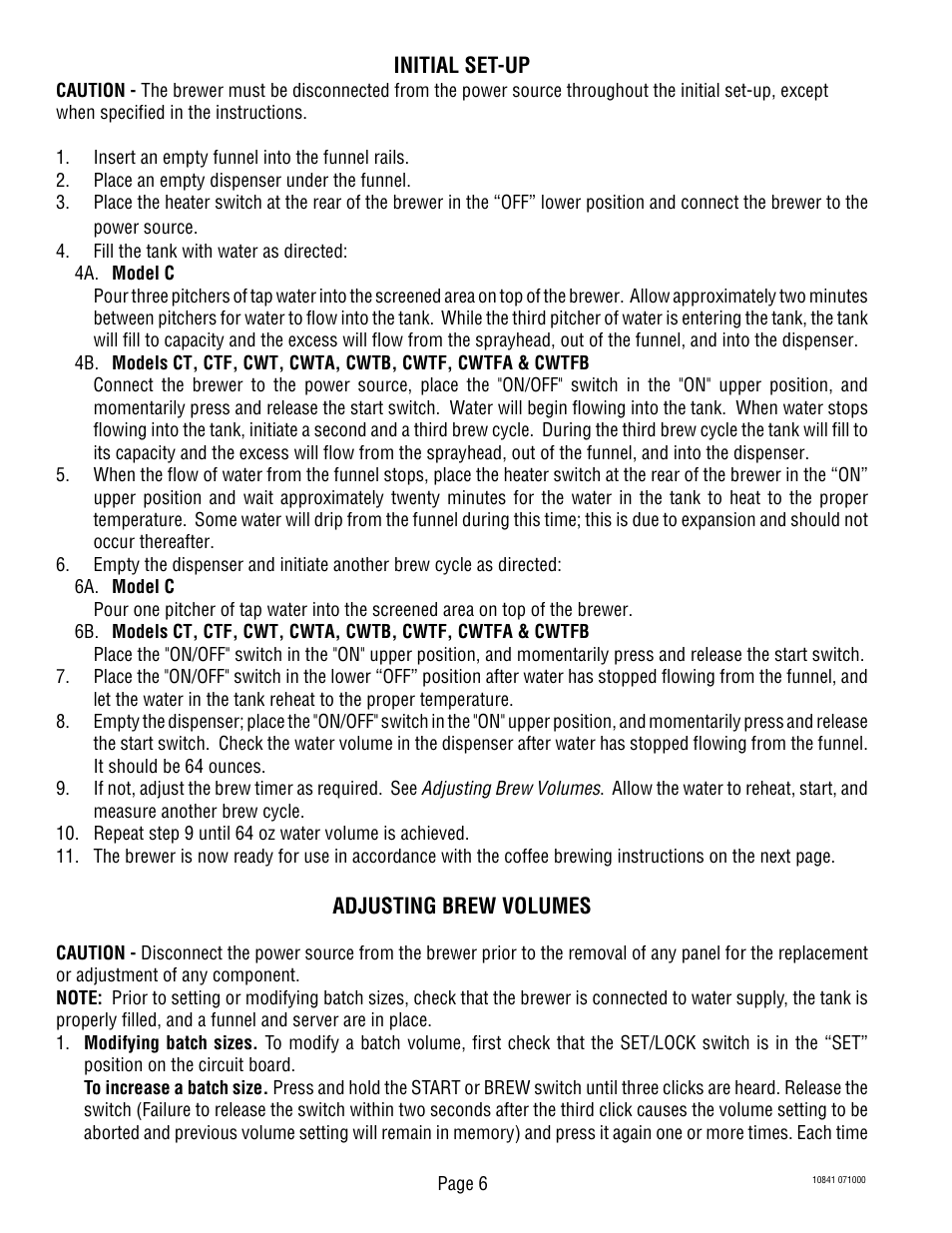 Bunn C User Manual | Page 6 / 32