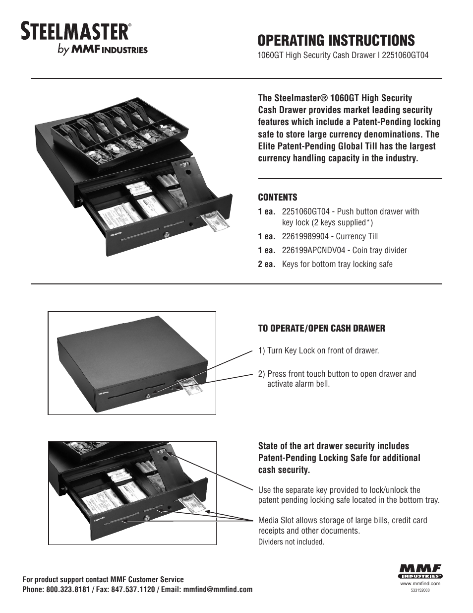 MMF POS STEELMASTER 1060 User Manual | 2 pages