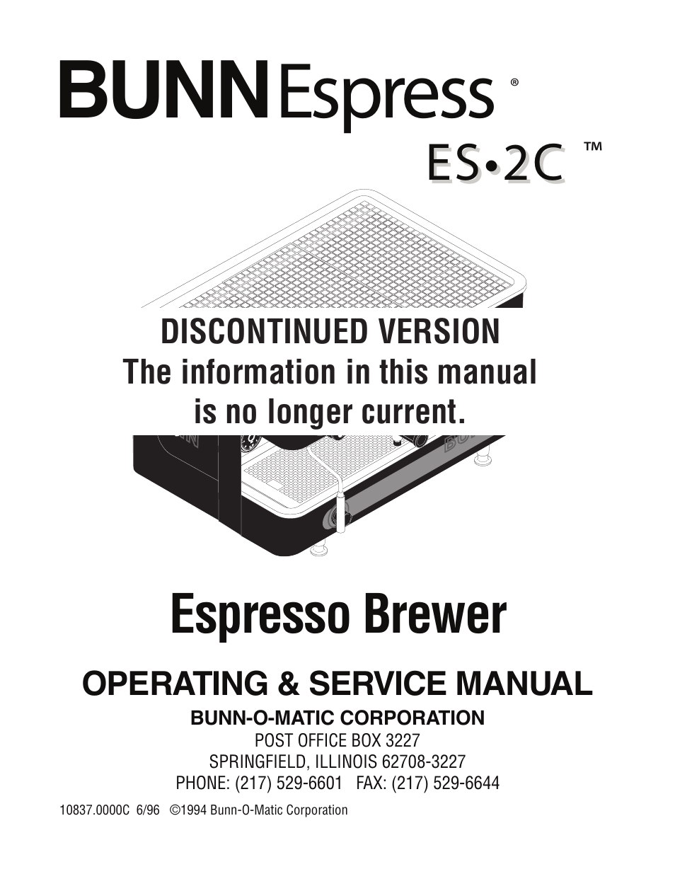 Bunn ESPRESS ES2C User Manual | 17 pages