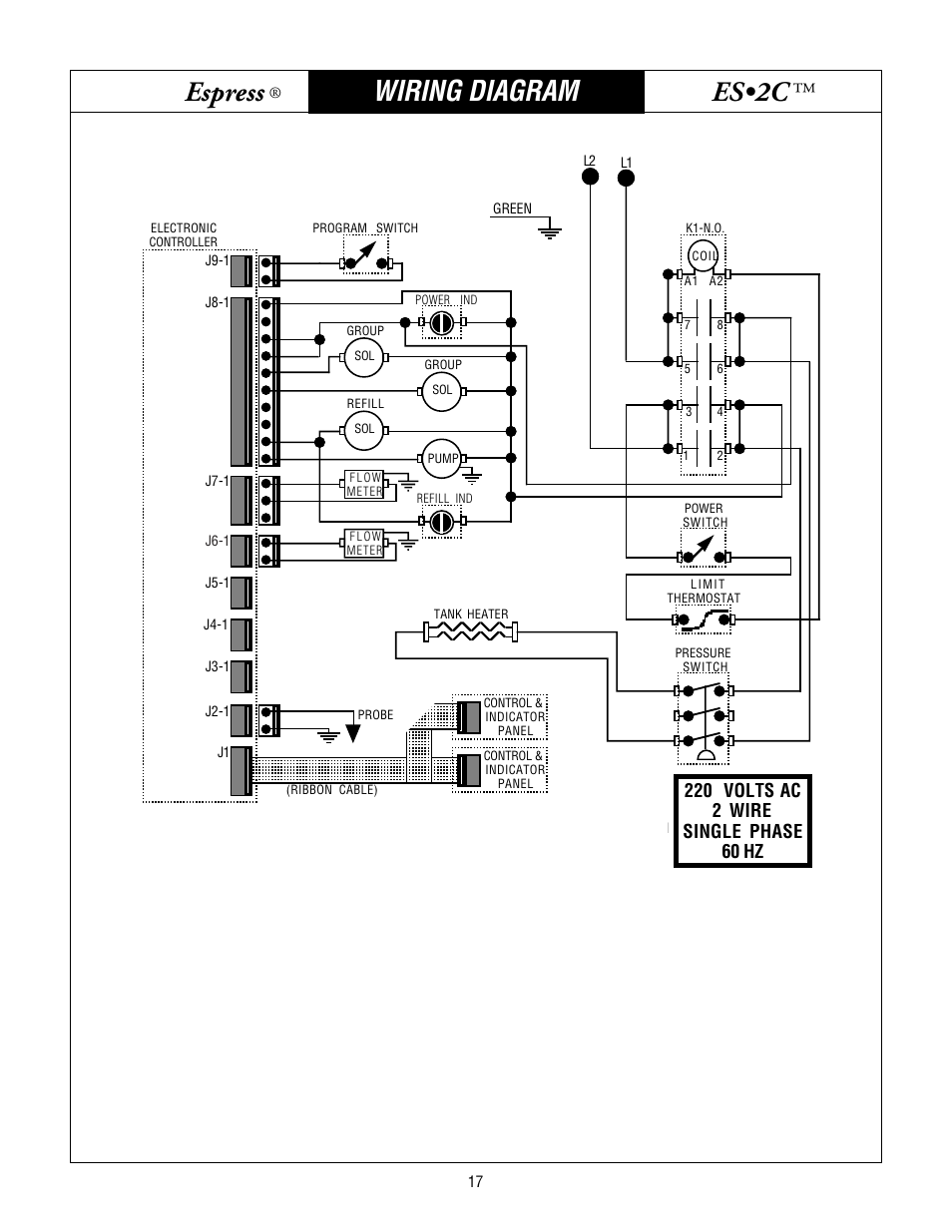 Bunn espress, Es•2c, Wiring diagram | Bunn ESPRESS ES2C User Manual | Page 17 / 17