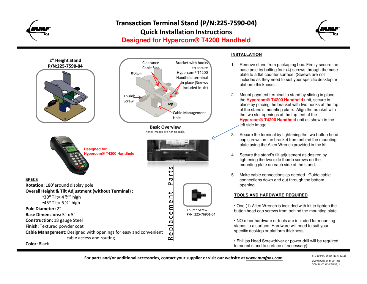MMF POS Hypercom/Equinox T4200 - Handheld User Manual | 1 page