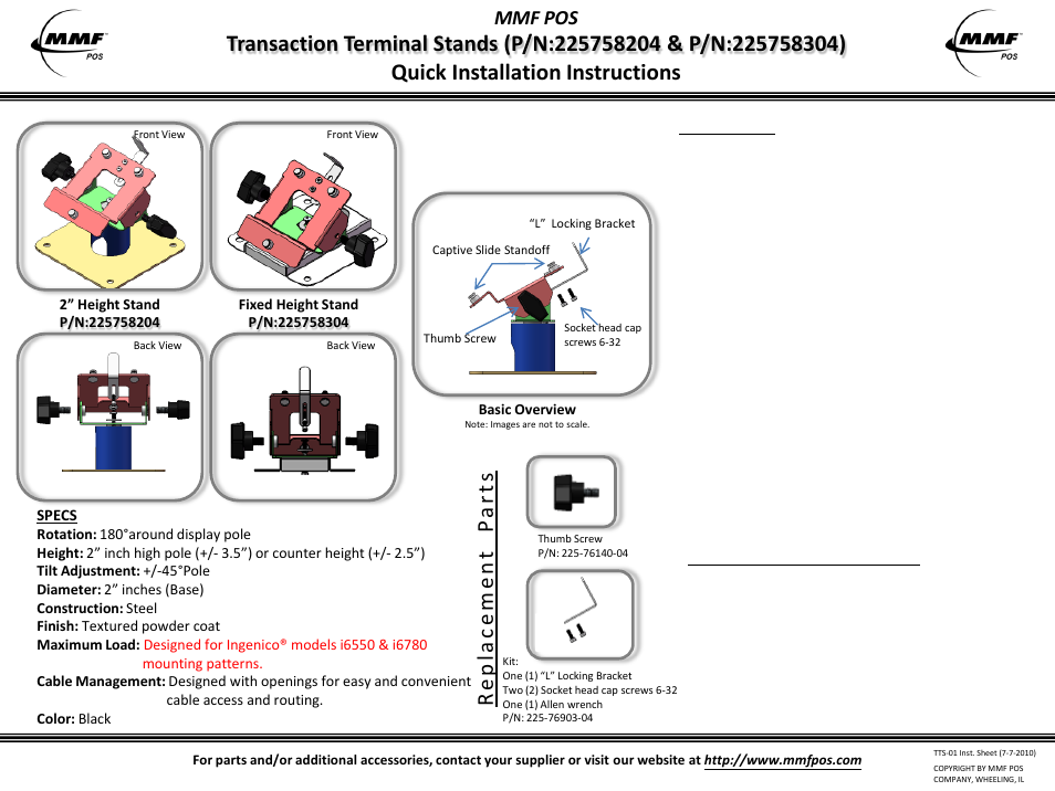 MMF POS Ingenico i6550 / i6580 (2 Height Stand) User Manual | 1 page