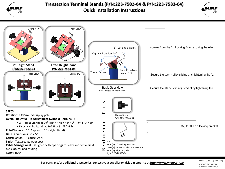 MMF POS Ingenico i6550 / i6580 (Fixed Counter Height) User Manual | 1 page