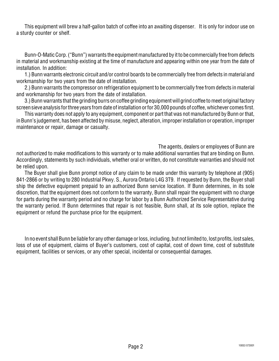 Bunn VPS User Manual | Page 2 / 17