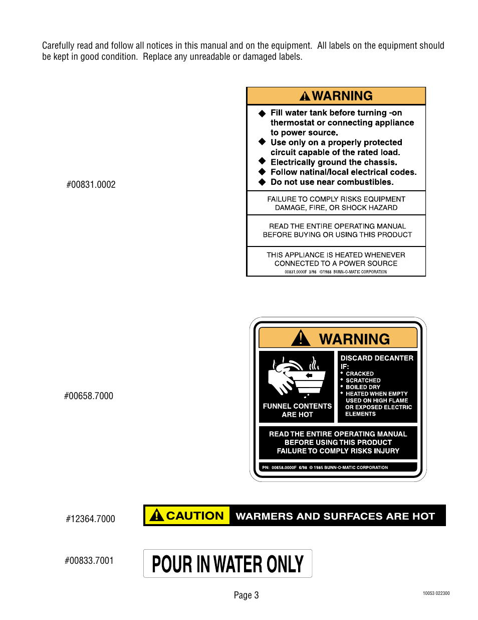 User notices | Bunn VPS User Manual | Page 3 / 17