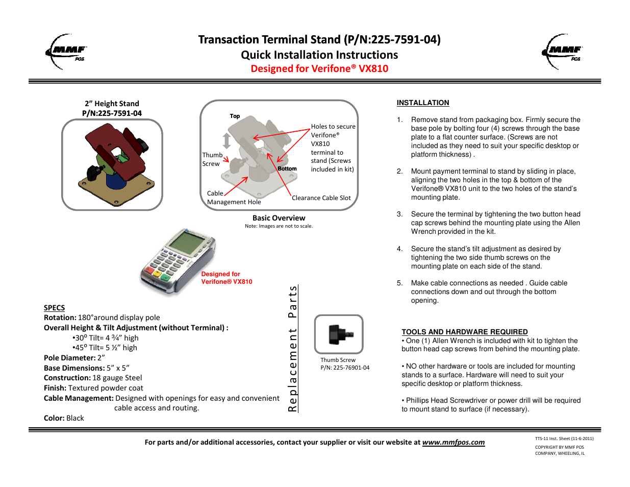 MMF POS Verifone VX810 & VX820 Handheld User Manual | 1 page