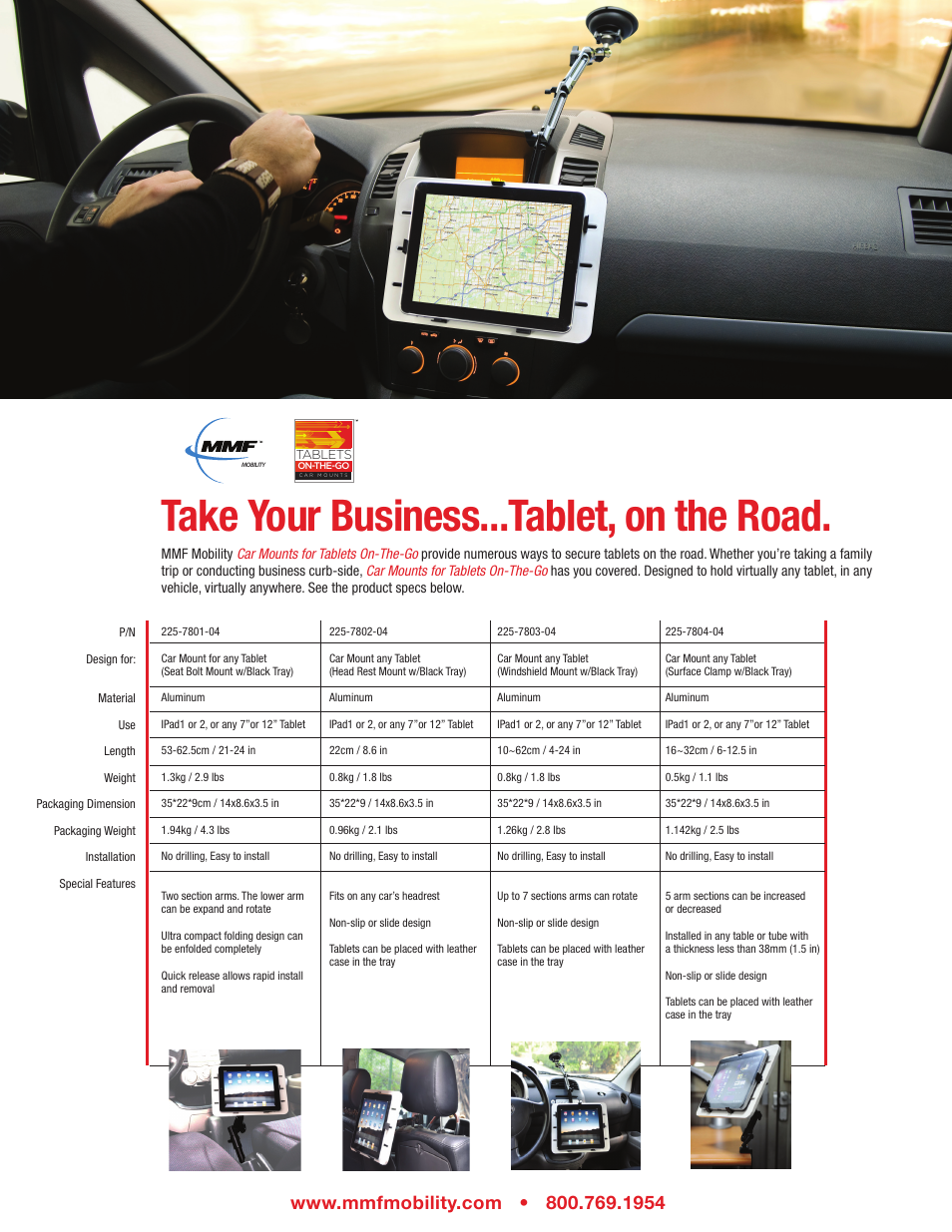 MMF POS Surface Clamp Tablet Holder w/Black Tray for any 7-12 Tablet User Manual | 1 page