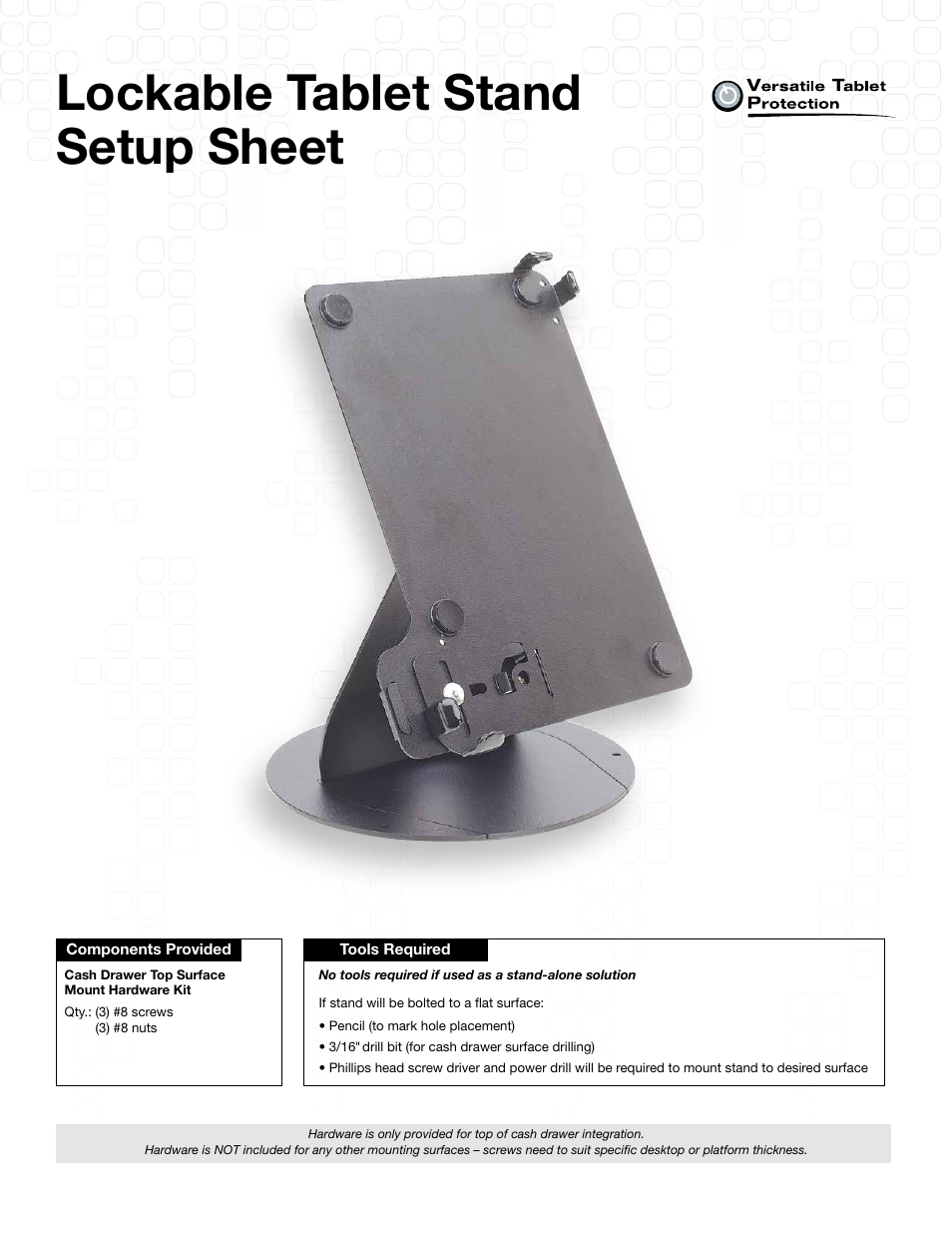 MMF POS Lockable Tablet Stand for 9-10 Tablets User Manual | 2 pages