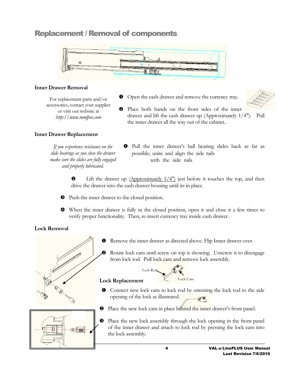 Replacement / removal of components | MMF POS VAL-u LinePLUS Series User Manual | Page 5 / 7