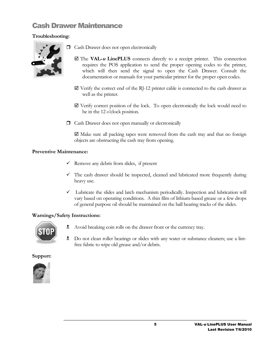 Cash drawer maintenance | MMF POS VAL-u LinePLUS Series User Manual | Page 6 / 7