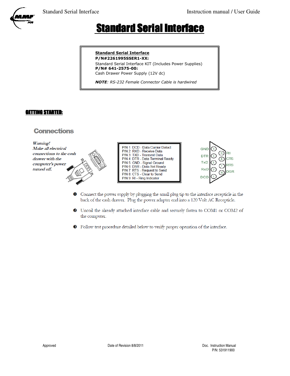 MMF POS Standard Serial Interface User Manual | 5 pages