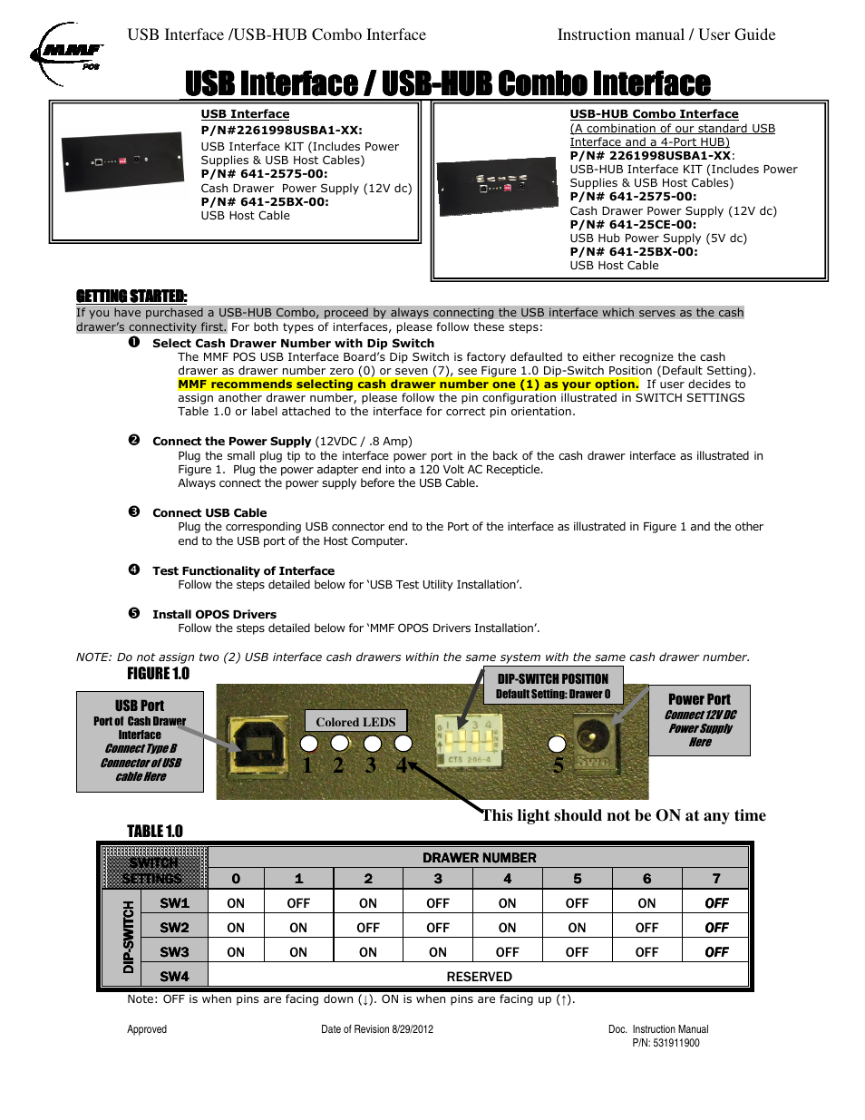 MMF POS USB-HUB Combo Interface User Manual | 5 pages