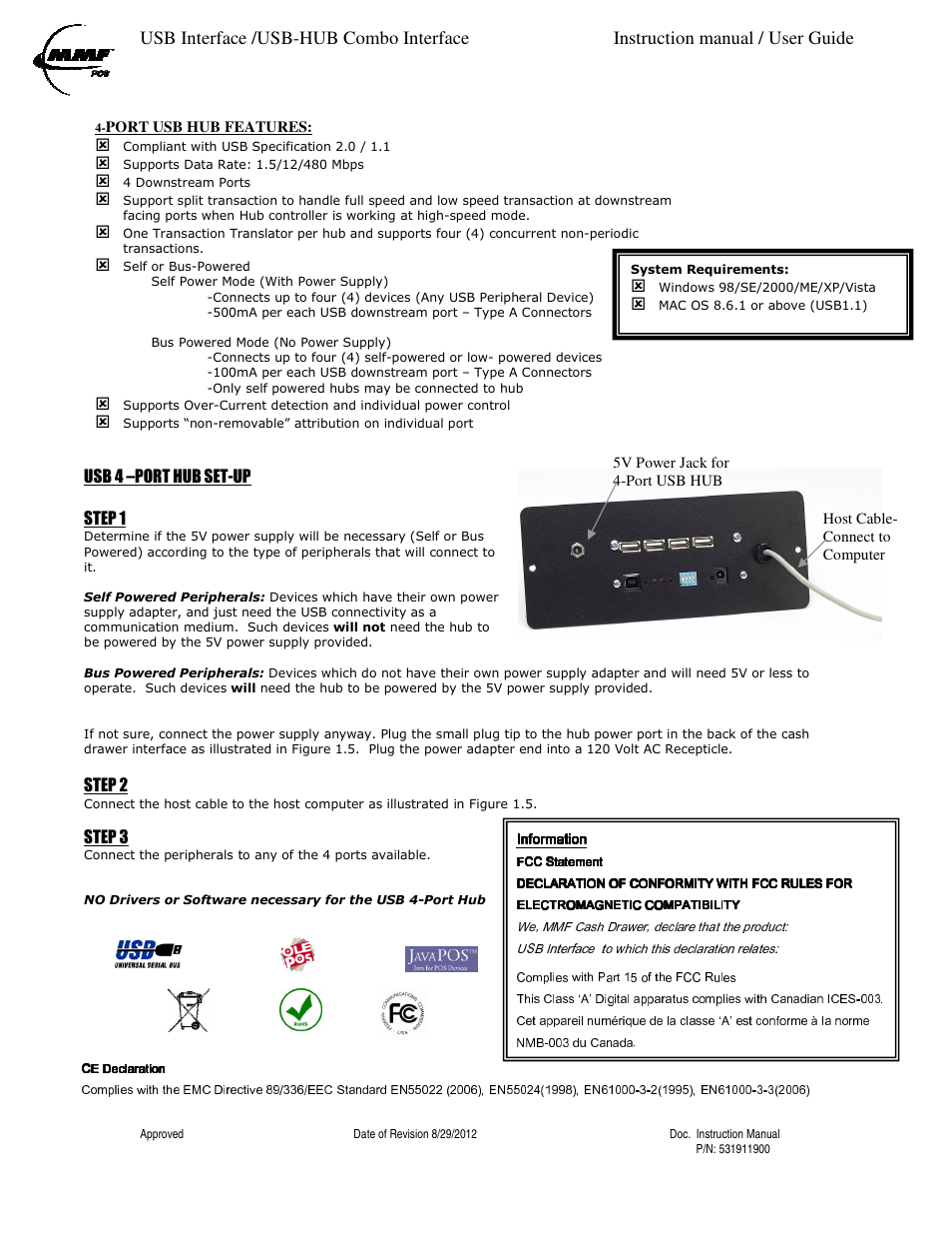 MMF POS USB-HUB Combo Interface User Manual | Page 5 / 5