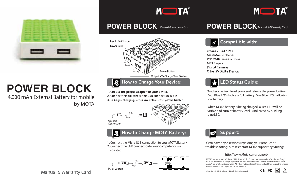 MOTA Power Block User Manual | 1 page