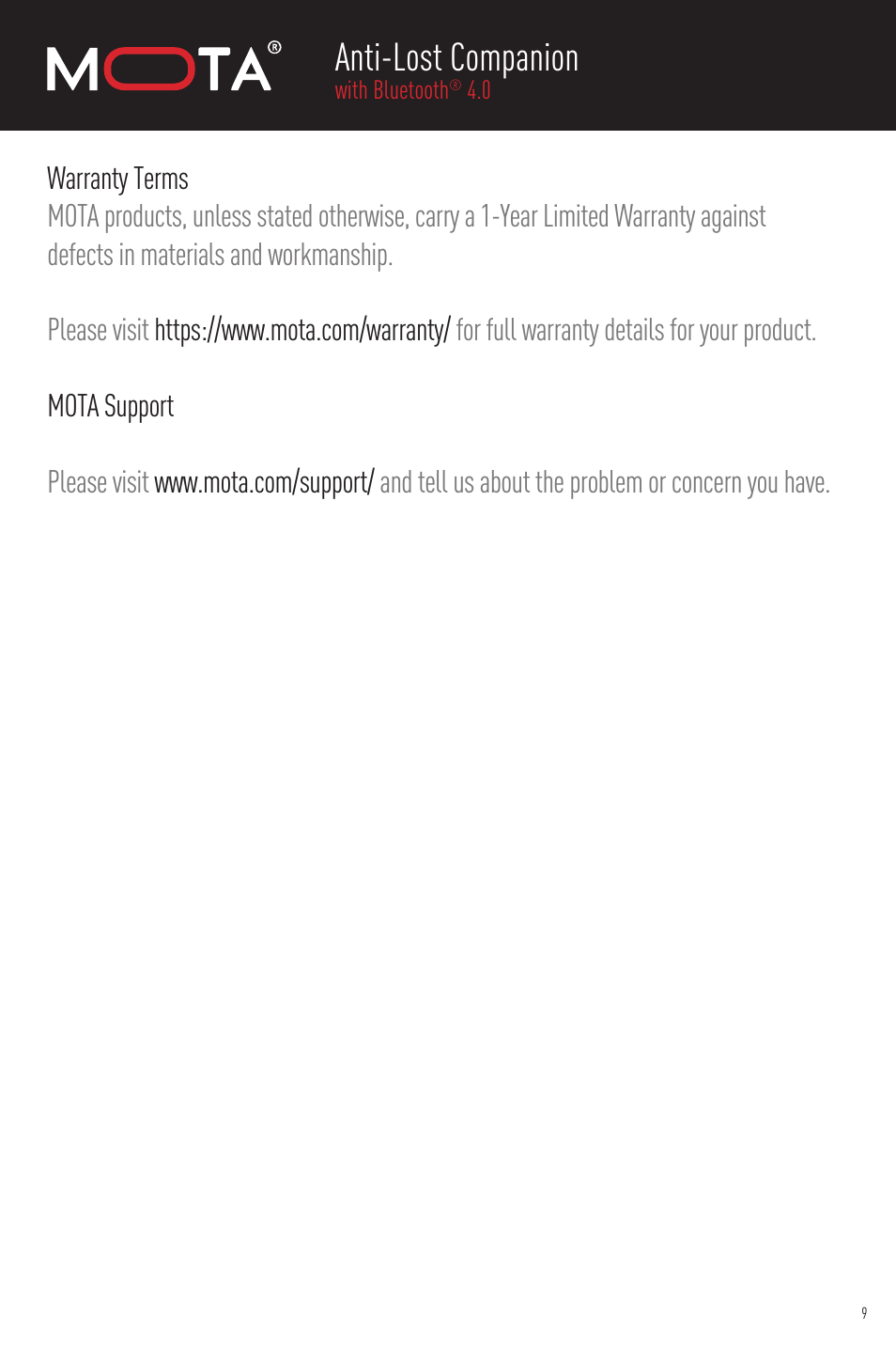 Anti-lost companion | MOTA Anti-Lost Companion User Manual | Page 11 / 11