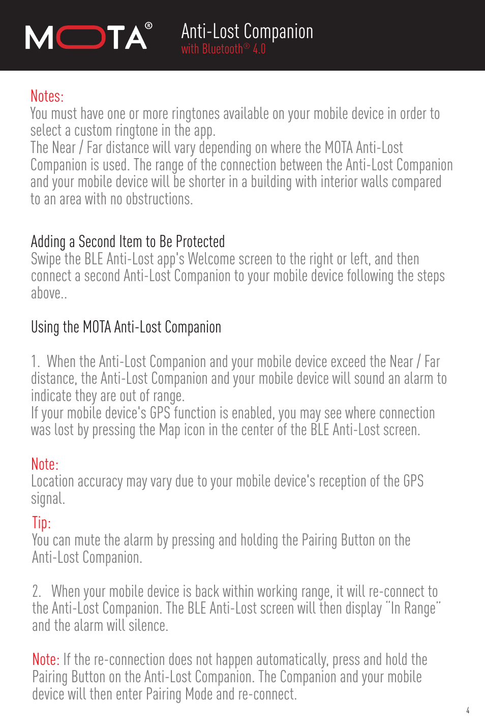 Anti-lost companion | MOTA Anti-Lost Companion User Manual | Page 6 / 11