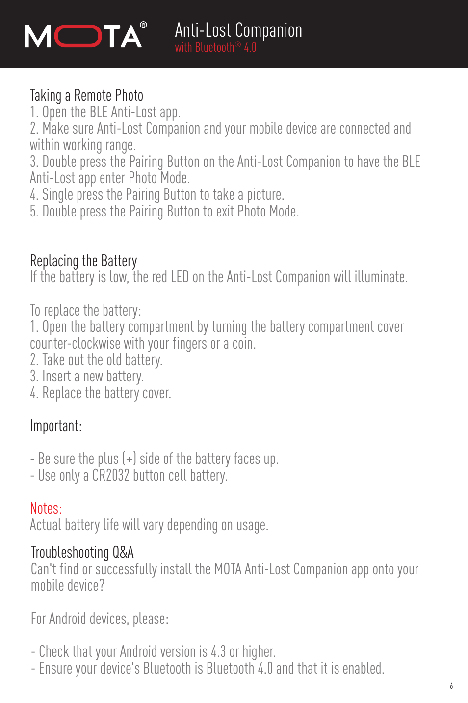 Anti-lost companion | MOTA Anti-Lost Companion User Manual | Page 8 / 11