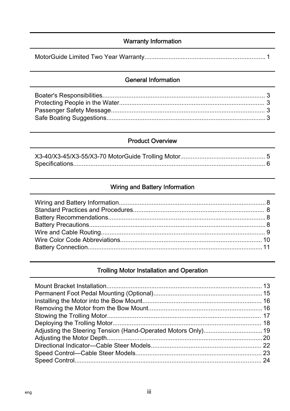 MotorGuide X3-40 User Manual | Page 3 / 36