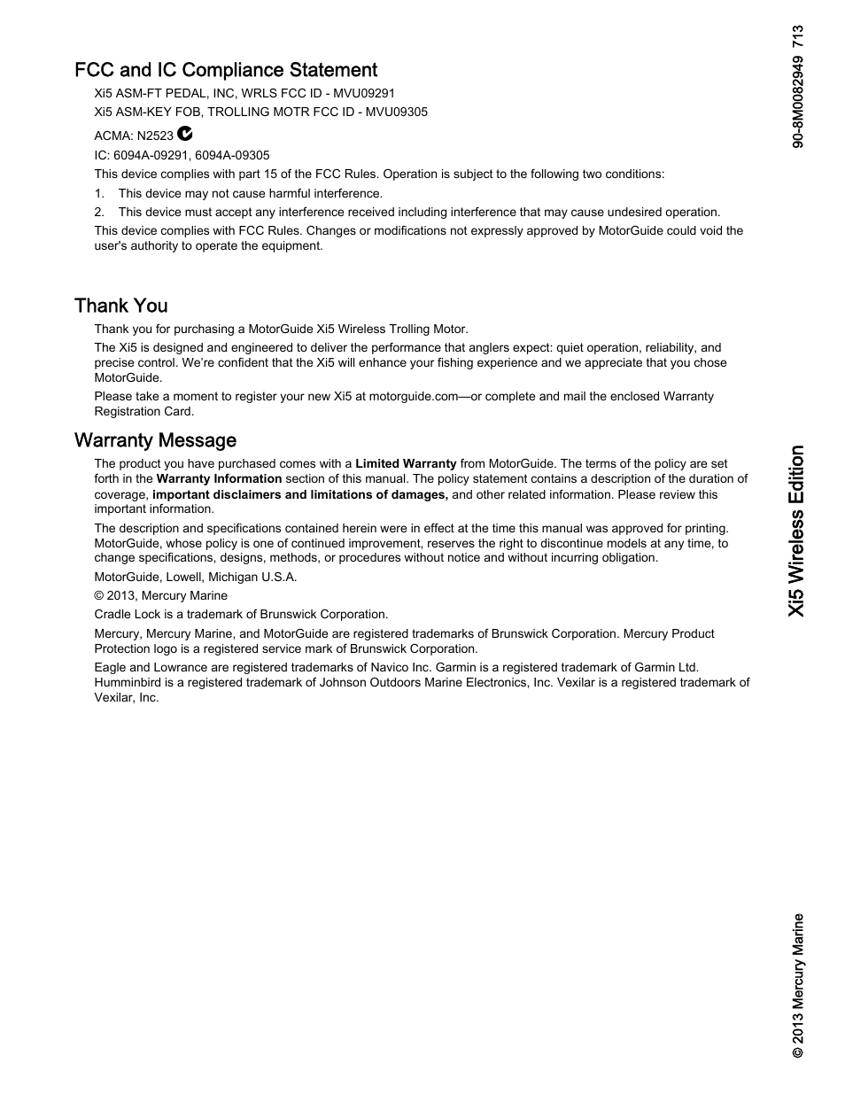 MotorGuide Xi5 Wireless Trolling Motor User Manual | 38 pages