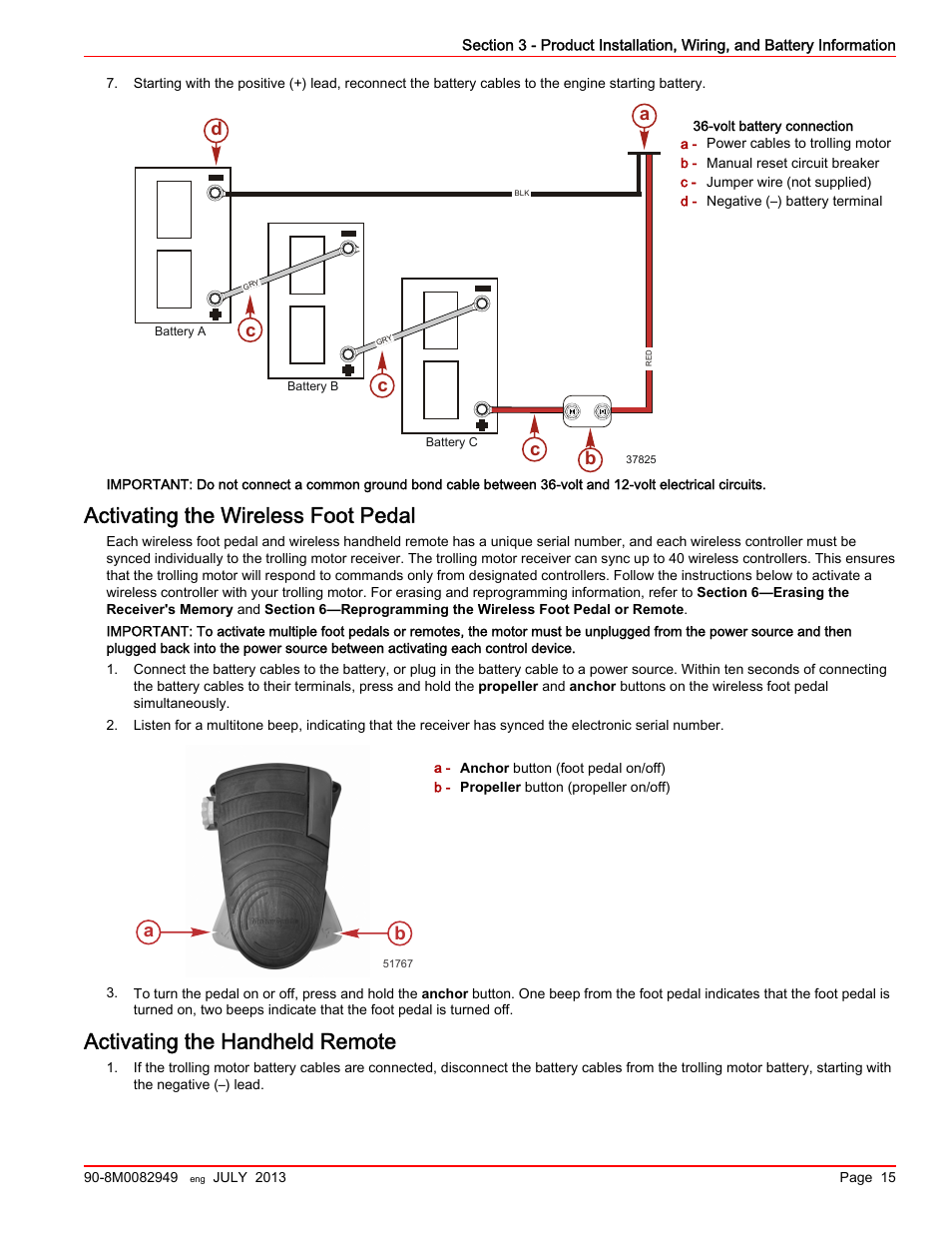 Activating the wireless foot pedal, Activating the handheld remote | MotorGuide Xi5 Wireless Trolling Motor User Manual | Page 19 / 38
