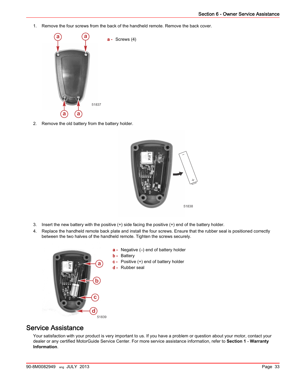 Service assistance | MotorGuide Xi5 Wireless Trolling Motor User Manual | Page 37 / 38