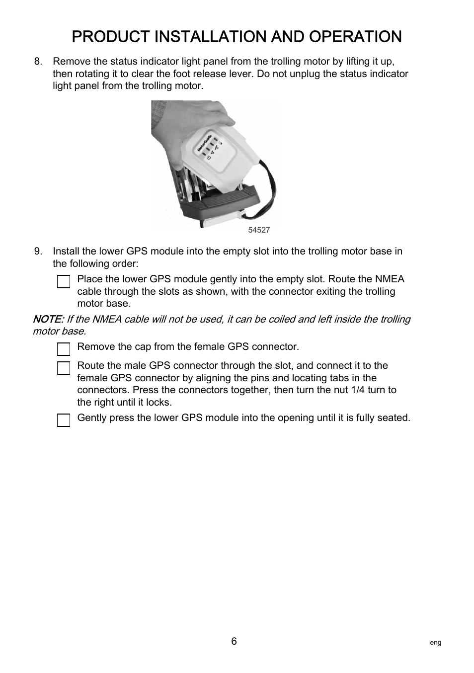 Product installation and operation | MotorGuide Pinpoint GPS User Manual | Page 12 / 33