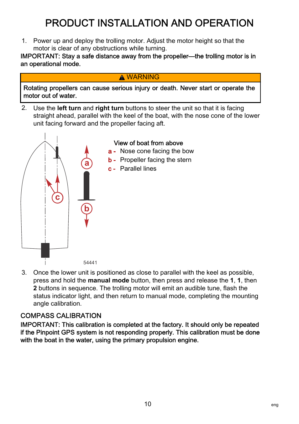 Product installation and operation, Ba c c | MotorGuide Pinpoint GPS User Manual | Page 16 / 33