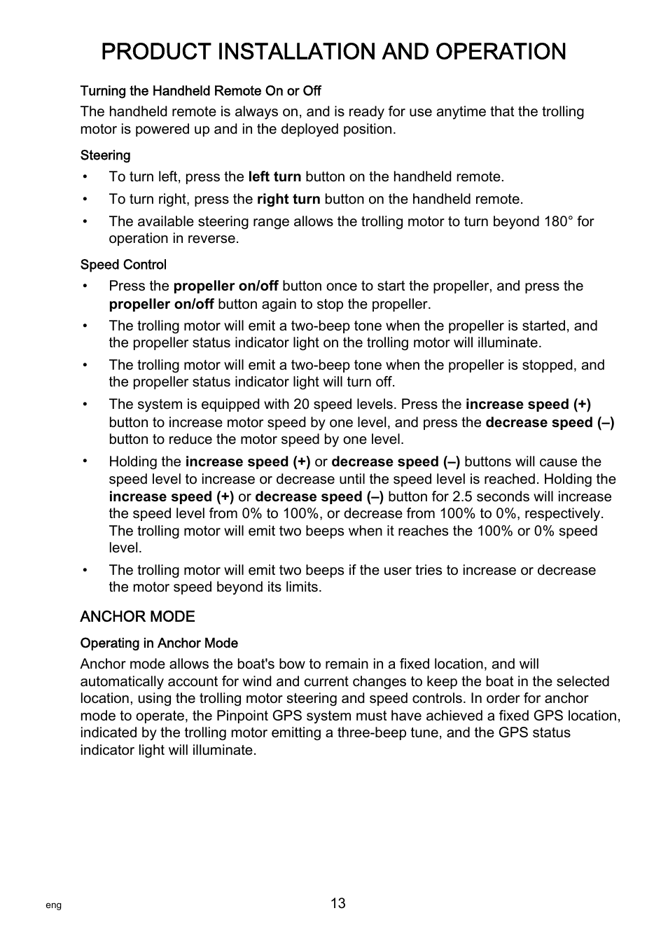 Product installation and operation | MotorGuide Pinpoint GPS User Manual | Page 19 / 33