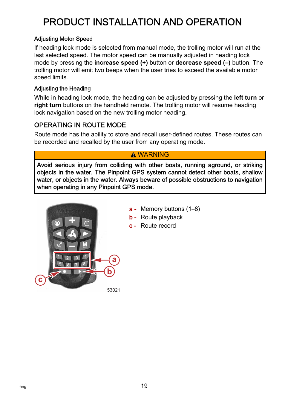 Product installation and operation, Cb a | MotorGuide Pinpoint GPS User Manual | Page 25 / 33