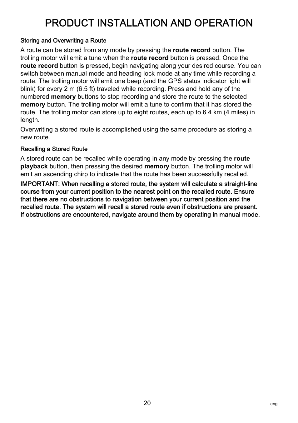 Product installation and operation | MotorGuide Pinpoint GPS User Manual | Page 26 / 33