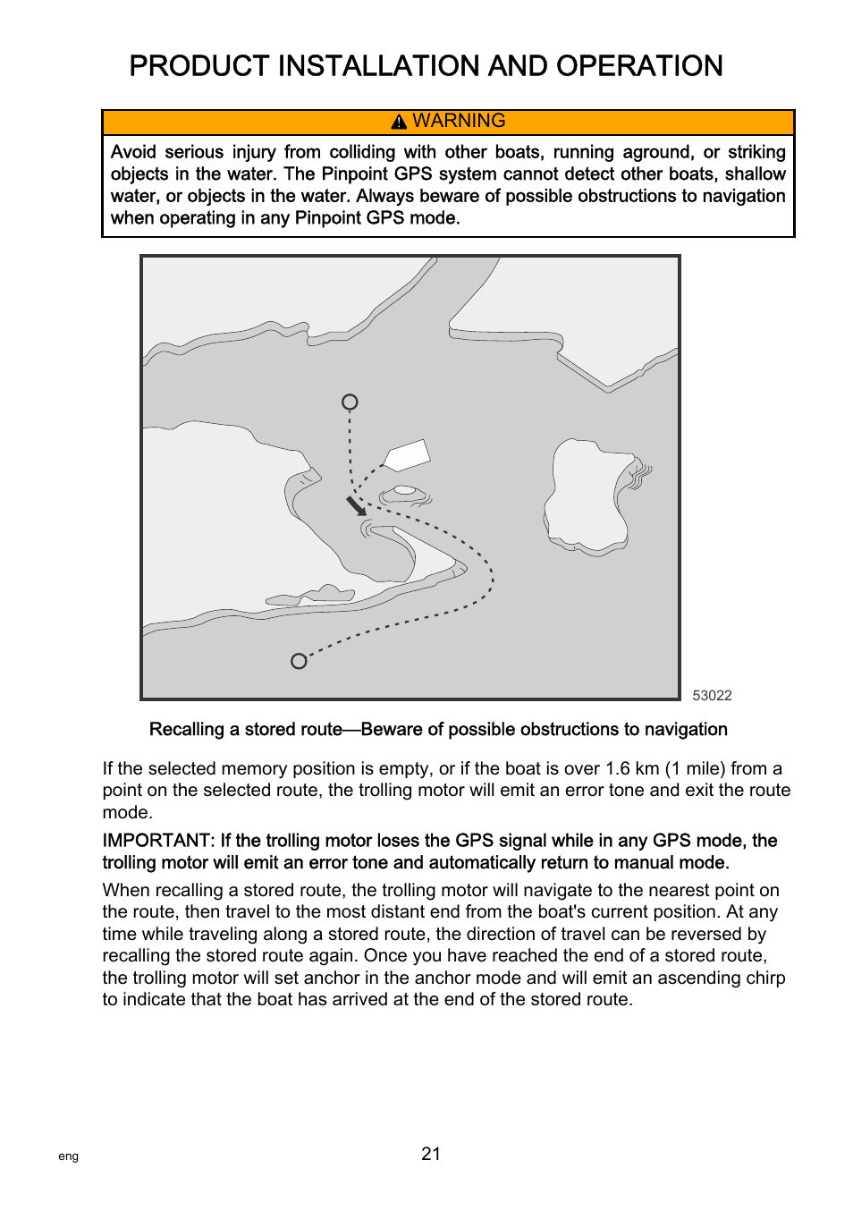 Product installation and operation | MotorGuide Pinpoint GPS User Manual | Page 27 / 33
