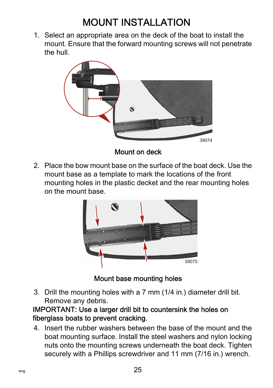 Mount installation | MotorGuide VariMAX User Manual | Page 29 / 53