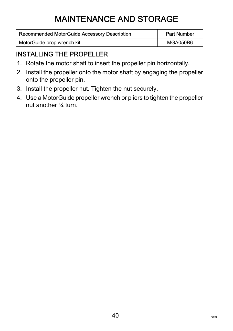 Maintenance and storage | MotorGuide VariMAX User Manual | Page 44 / 53
