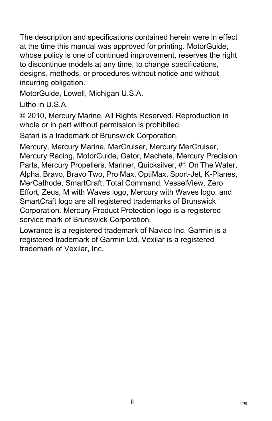 MotorGuide Tour Series User Manual | Page 2 / 37