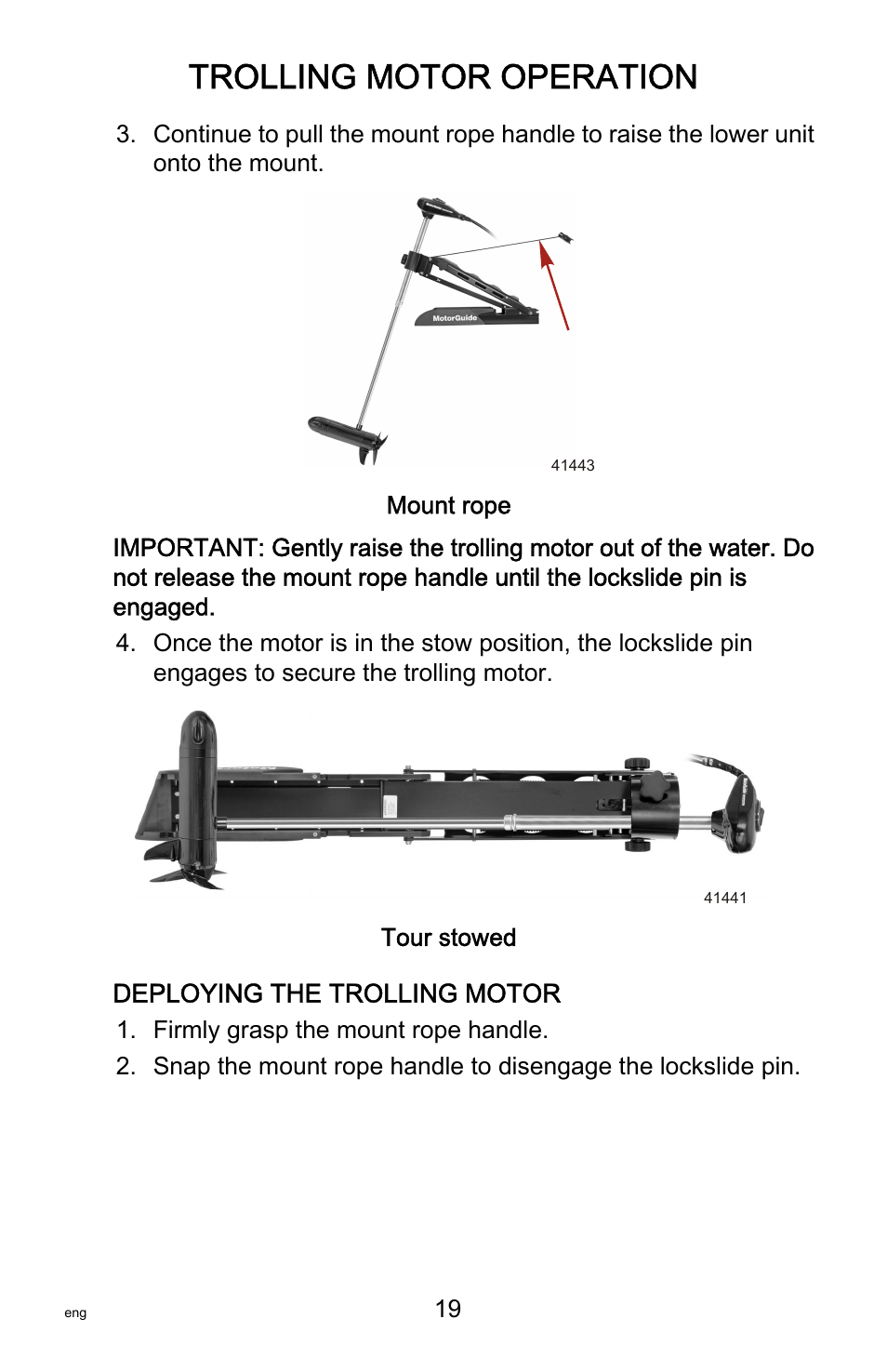 Trolling motor operation | MotorGuide Tour Series User Manual | Page 23 / 37